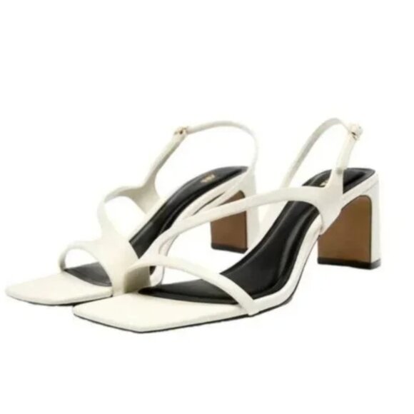 NEW ZARA HEEL LEATHER SANDALS - Picture 1 of 6